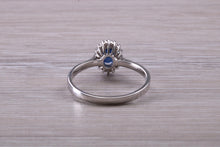 Load image into Gallery viewer, Beautiful Blue Sapphire and Diamond Halo set Ring