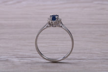 Load image into Gallery viewer, Beautiful Blue Sapphire and Diamond Halo set Ring