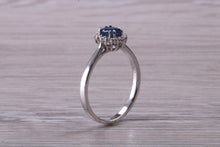 Load image into Gallery viewer, Beautiful Blue Sapphire and Diamond Halo set Ring