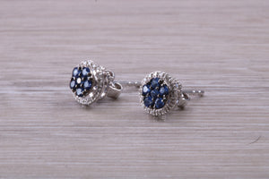 Blue Sapphire and Diamond Interchangeable Halo set Stud Earrings