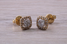 Load image into Gallery viewer, Half carat Diamond set Yellow Gold Cluster Stud Earrings