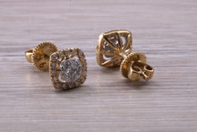 Load image into Gallery viewer, Half carat Diamond set Yellow Gold Cluster Stud Earrings