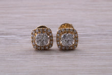Load image into Gallery viewer, Half carat Diamond set Yellow Gold Cluster Stud Earrings