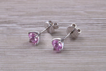 Load image into Gallery viewer, One carat Round cut Pink Sapphire Stud Earrings
