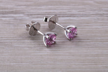Load image into Gallery viewer, One carat Round cut Pink Sapphire Stud Earrings
