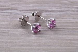 One carat Round cut Pink Sapphire Stud Earrings