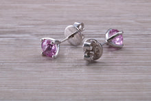 Load image into Gallery viewer, One carat Round cut Pink Sapphire Stud Earrings