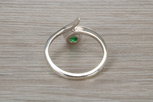 Sterling Silver Emerald C Z set Ring