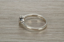 Load image into Gallery viewer, Sterling Silver Amethyst C Z Trilogy Ring