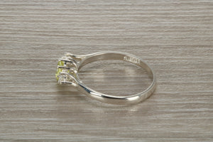 Sterling Silver Peridot C Z Trilogy Ring