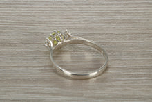 Load image into Gallery viewer, Sterling Silver Peridot C Z Trilogy Ring