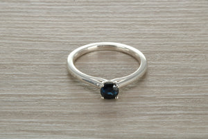 Natural Blue Sapphire Solitaire Ring