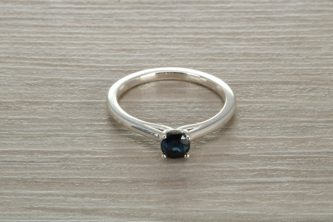 Natural Blue Sapphire Solitaire Ring