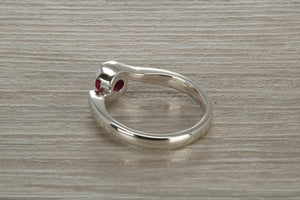 Natural Round cut Ruby set Chunky Twist Ring