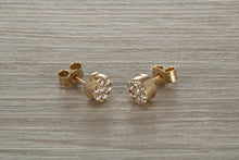 Load image into Gallery viewer, Diamond Cluster set Yellow Gold Stud Earrings