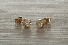 Load image into Gallery viewer, Diamond Cluster set Yellow Gold Stud Earrings