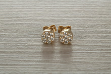 Load image into Gallery viewer, Diamond Cluster set Yellow Gold Stud Earrings