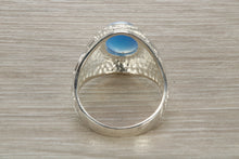 Load image into Gallery viewer, Gents Sterling Silver Blue Stone College Ring