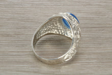 Load image into Gallery viewer, Gents Sterling Silver Blue Stone College Ring