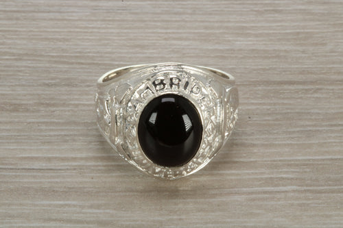 Gents Sterling Silver Black Onyx set College Ring