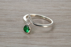 Sterling Silver Emerald C Z set Ring
