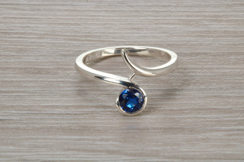Silver Blue Sapphire C Z set Ring