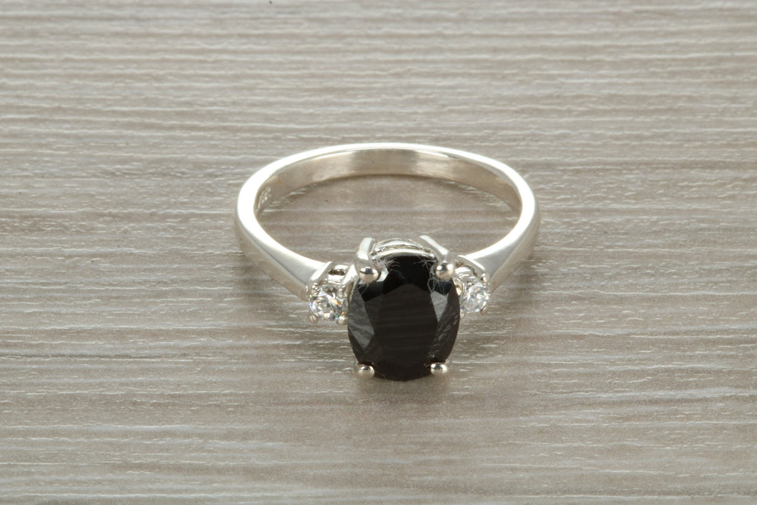 Sterling Silver Black and White C Z Ring