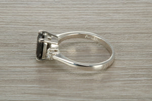 Sterling Silver Black and White C Z Ring