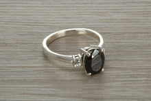 Load image into Gallery viewer, Sterling Silver Black and White C Z Ring