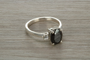 Sterling Silver Black and White C Z Ring