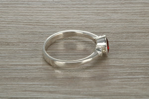Sterling Silver Garnet C Z Trilogy Ring