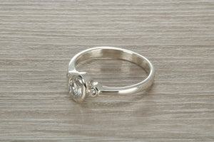 Sterling Silver White C Z Trilogy Ring
