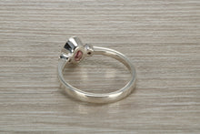 Load image into Gallery viewer, Sterling Silver Pink Sapphire C Z Trilogy Ring