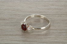 Load image into Gallery viewer, Sterling Silver Garnet C Z Trilogy Ring