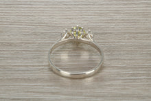 Load image into Gallery viewer, Sterling Silver Peridot C Z Trilogy Ring