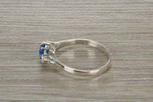Load image into Gallery viewer, Sterling Silver Sapphire Blue C Z Trilogy Ring