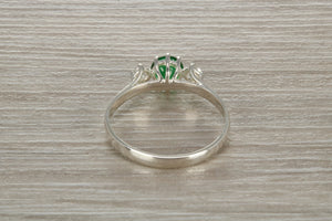 Sterling Silver Emerald Green C Z Trilogy Ring