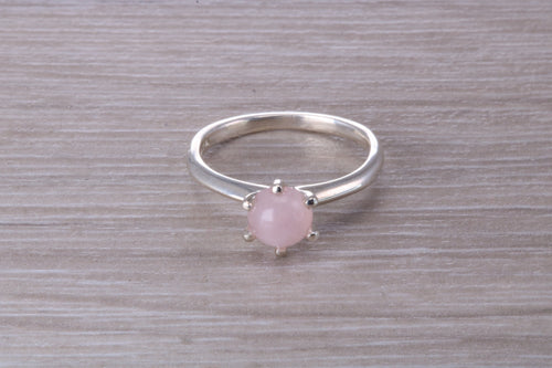 Cabochon cut Pink Rose Quartz Solitaire