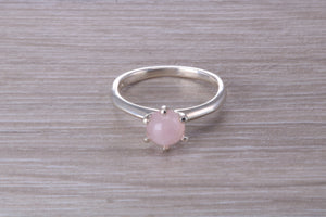 Cabochon cut Pink Rose Quartz Solitaire