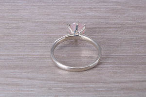 Cabochon cut Pink Rose Quartz Solitaire