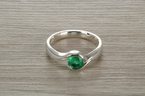 Natural Emerald set Chunky Twist Ring