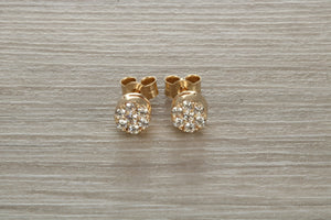 Diamond Cluster set Yellow Gold Stud Earrings