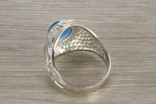 Load image into Gallery viewer, Gents Sterling Silver Blue Stone College Ring