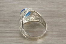 Load image into Gallery viewer, Gents Sterling Silver Blue Stone College Ring