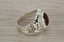 Load image into Gallery viewer, Gents Sterling Silver Tigers Eye set College Ring