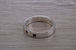 Flat Profile Chunky Ring set with Three Square cut Rubies