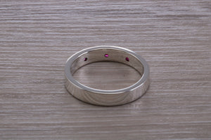 Flat Profile Chunky Ring set with Three Square cut Rubies