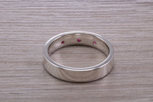 Load image into Gallery viewer, Three Natural Rubies set Silver Band