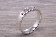 Load image into Gallery viewer, Three Natural Rubies set Silver Band