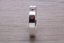 Load image into Gallery viewer, Three Natural Rubies set Silver Band